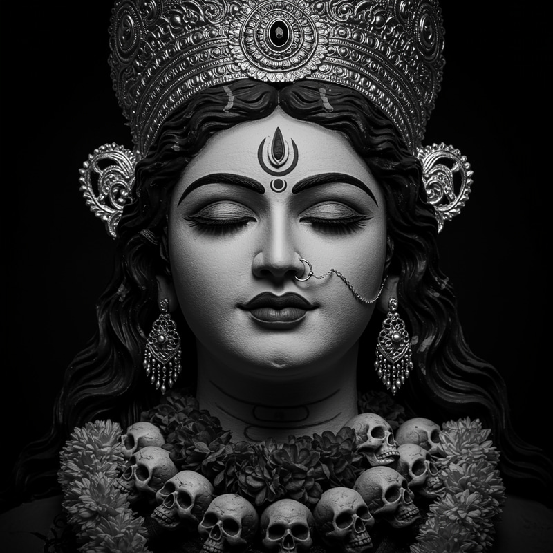 Stunning Black and White Hindu Goddess Portrait