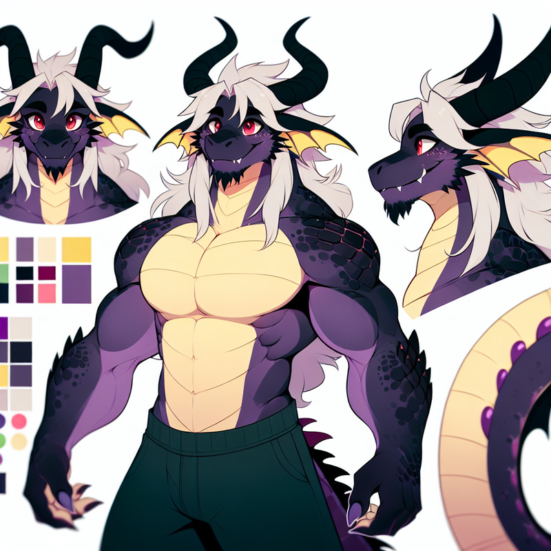 Muscular Anthropomorphic Dragon Girl with Yellow Drac ear Muscular Anthropomorphic Dragon Girl with Yellow Drac ear