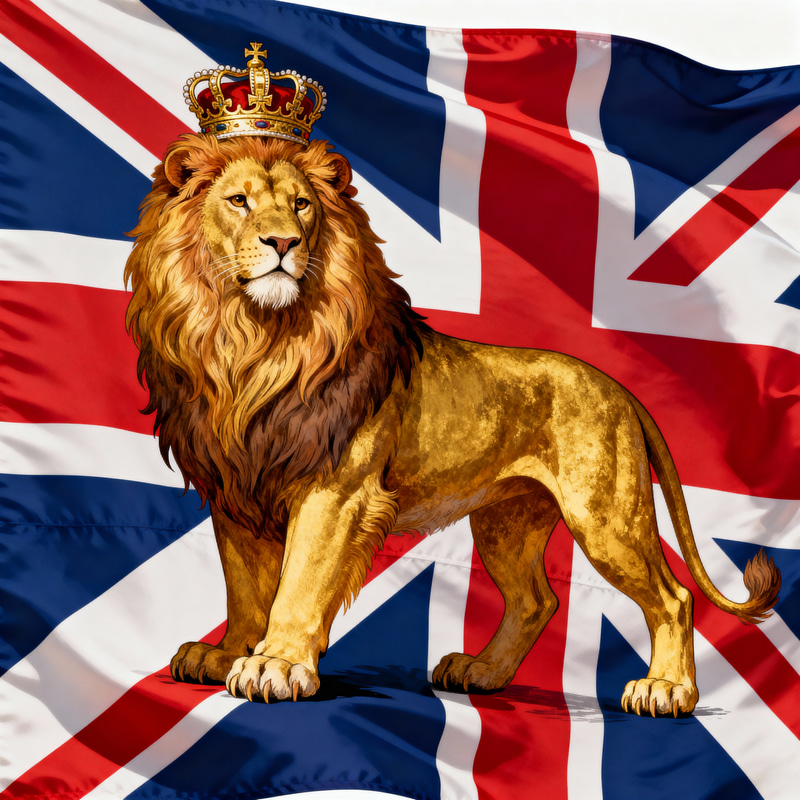 British Flag with Lion - Iconic Symbol of Pride British Flag with Lion - Iconic Symbol of Pride