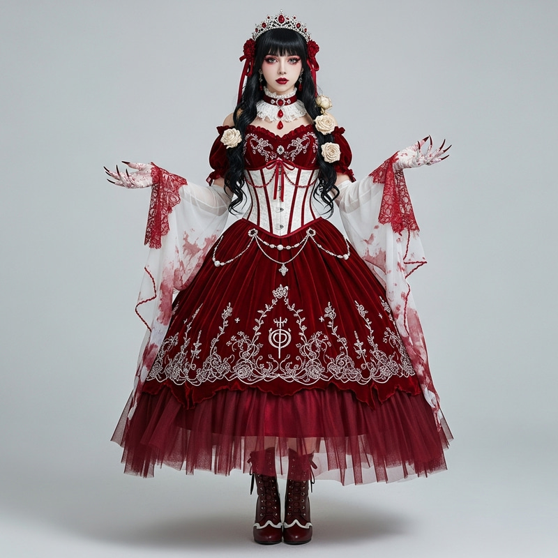Victorian Imperial Dress: Elegance in Deep Red Victorian Imperial Dress: Elegance in Deep Red
