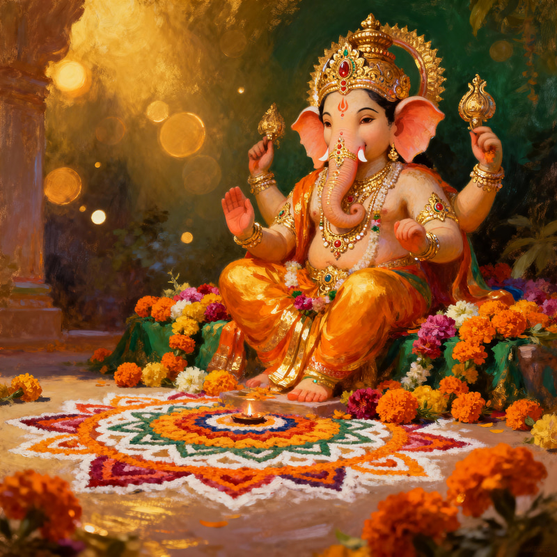 Vibrant Ganapati Bappa Art Scene Vibrant Ganapati Bappa Art Scene