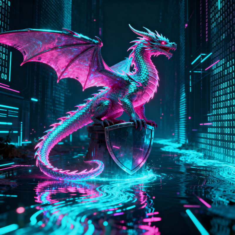 Digital Dragon in Cyberspace: A Neon Odyssey