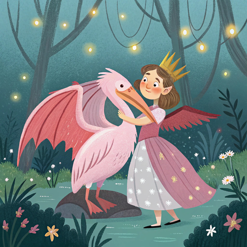 Dragon Princess with Pet Pelican Art Dragon Princess with Pet Pelican Art