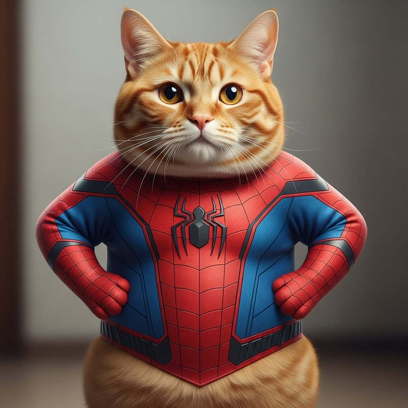 Chubby Ginger Cat in Spider-Man Suit Chubby Ginger Cat in Spider-Man Suit