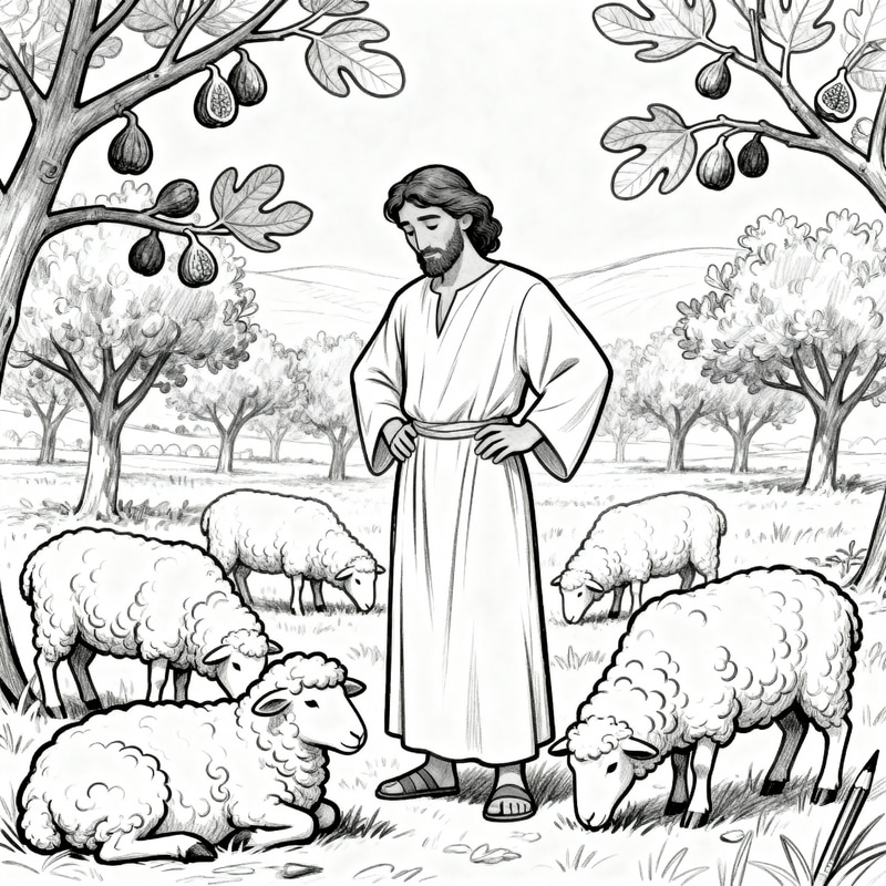 Black and White Cartoon of Prophet Amos for Coloring Black and White Cartoon of Prophet Amos for Coloring