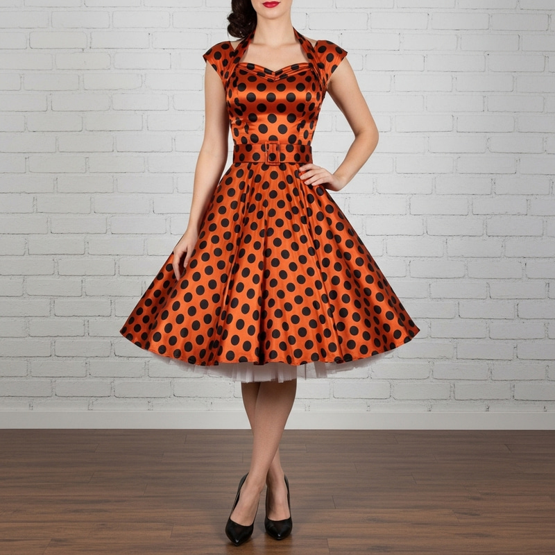 Vintage 1950s Pin-Up Style Dress with Polka Dots Vintage 1950s Pin-Up Style Dress with Polka Dots