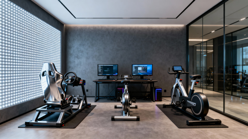 Custom Gym Design in 125sqft | LED & Glass Features Custom Gym Design in 125sqft | LED & Glass Features