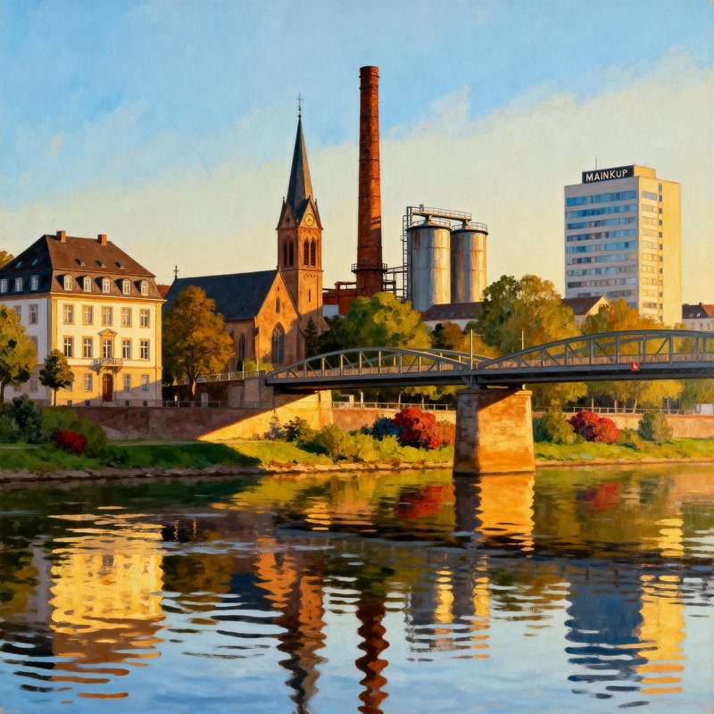 Fechenheim Skyline Illustration at Golden Hour Fechenheim Skyline Illustration at Golden Hour