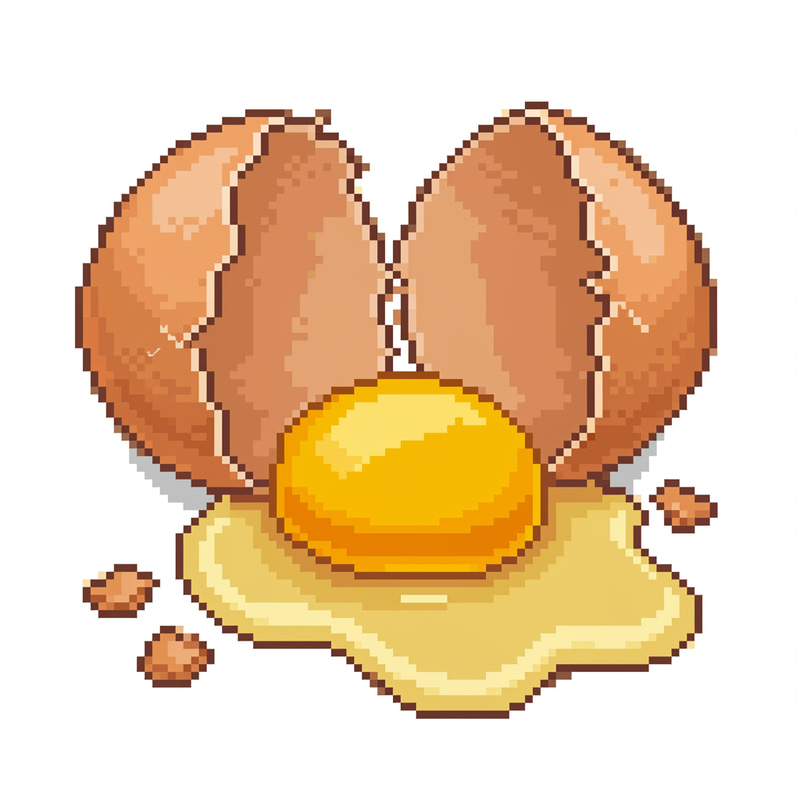 Pixel Art of Broken Egg Shapes Pixel Art of Broken Egg Shapes