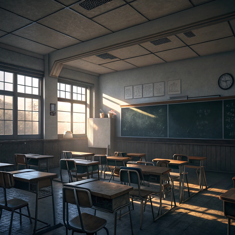 Empty High School Classroom - Dimly Lit Atmosphere Empty High School Classroom - Dimly Lit Atmosphere