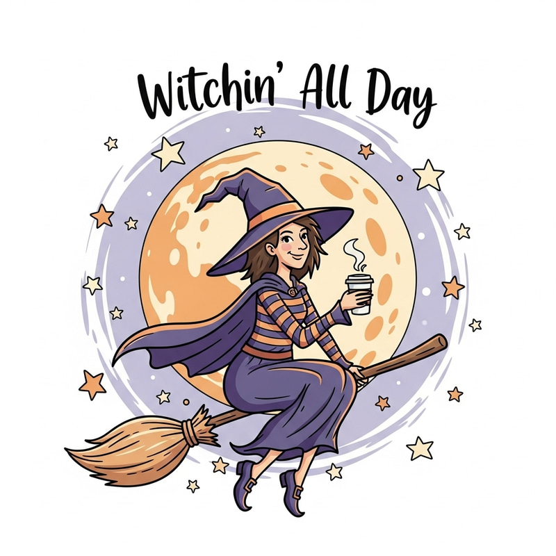 Witchin’ All Day: Cartoon Witch Art Print Witchin’ All Day: Cartoon Witch Art Print