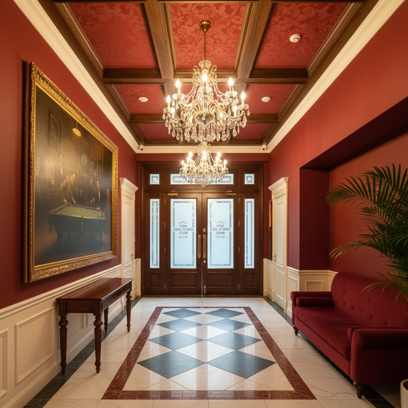 Classic Billiard Cafe Entrance Design