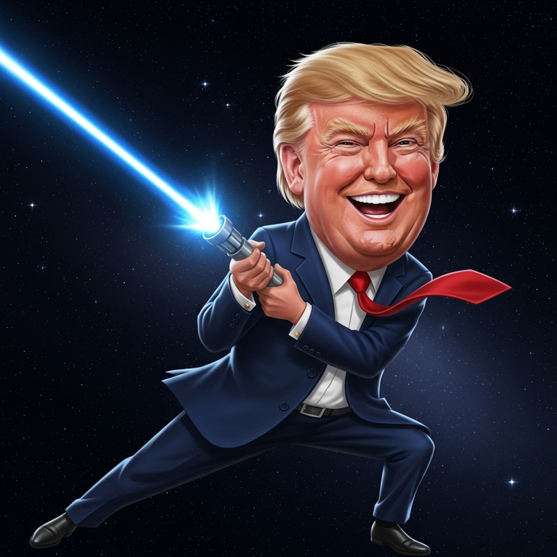 Donald Trump Cartoon: Laser in Space Donald Trump Cartoon: Laser in Space
