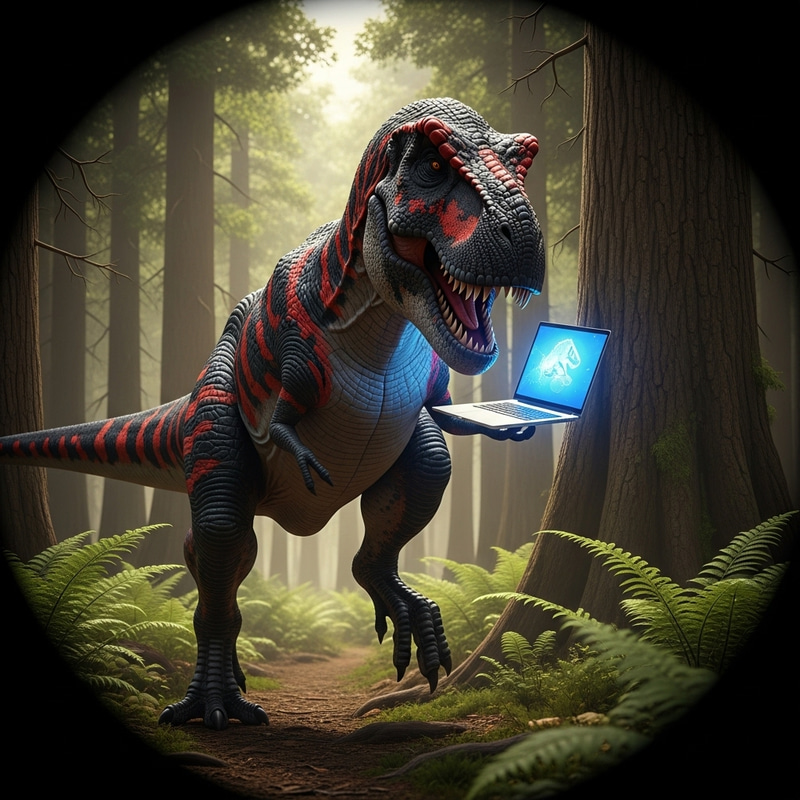 T-Rex with Laptop: The Ultimate Tech Dino T-Rex with Laptop: The Ultimate Tech Dino
