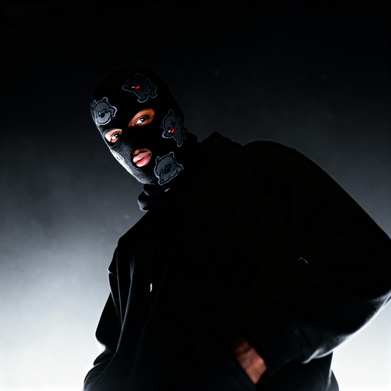 Masked UK Drill Rapper in Dark Style Art