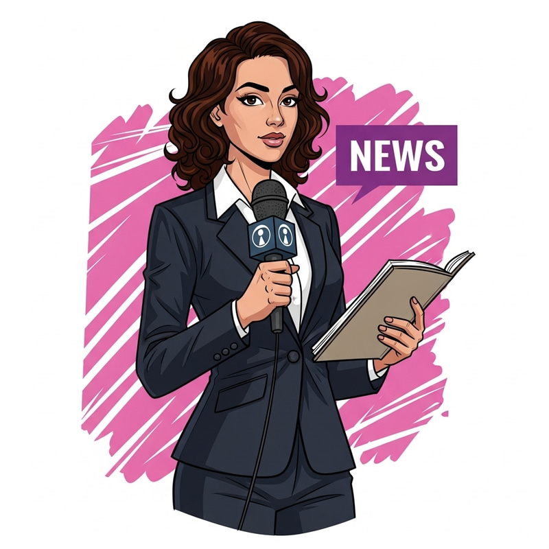 Illustration of a Female Reporter Illustration of a Female Reporter