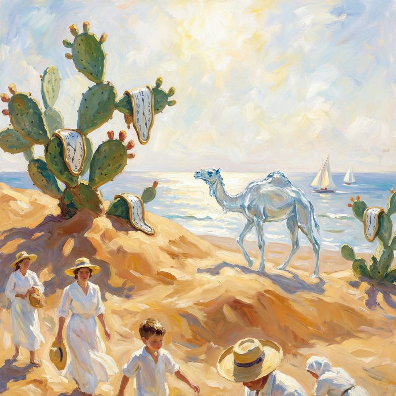 Surreal Sorolla Style Desert Landscape Art Surreal Sorolla Style Desert Landscape Art