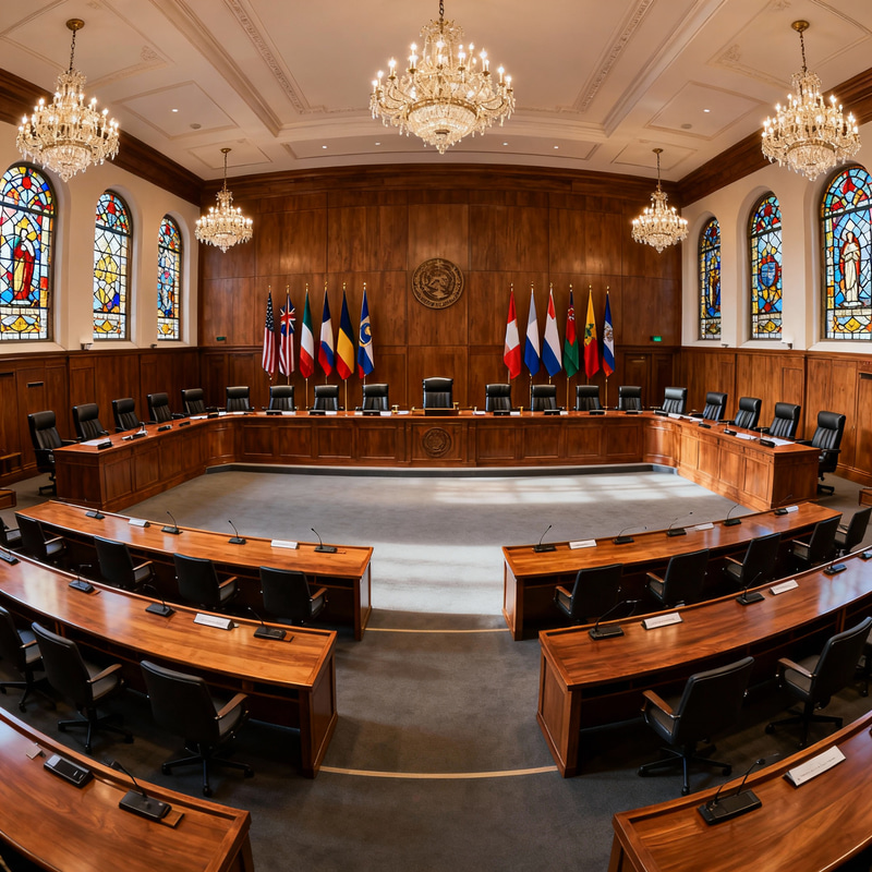 Grand International Courtroom Interior | 360-Degree View