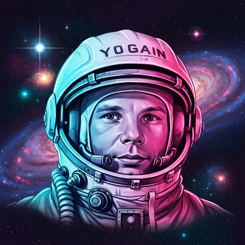 Neon Tribute to Yuri Gagarin: Astronaut Sketch Neon Tribute to Yuri Gagarin: Astronaut Sketch