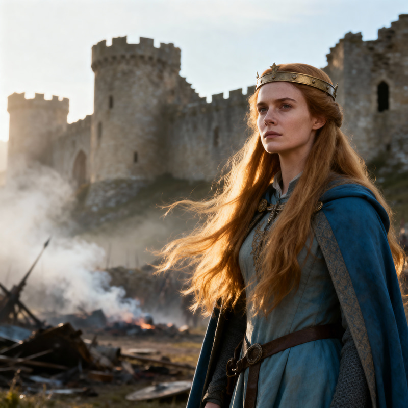 Medieval Saxon Woman in Castle Ruins Medieval Saxon Woman in Castle Ruins