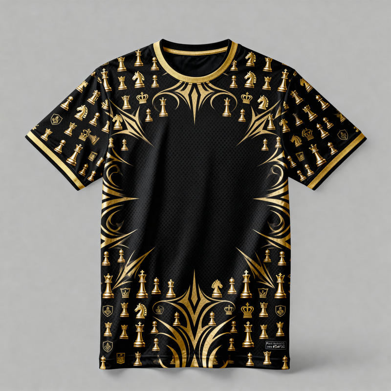 Athletic Chess Jersey with Gold Accents
