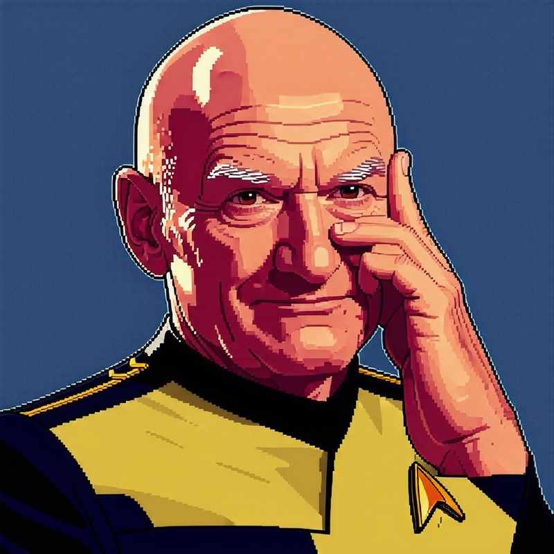 Pixel Art of Jean-luc Picard Facepalm Meme Profile Picture in Uniform Pixel Art of Jean-luc Picard Facepalm Meme Profile Picture in Uniform