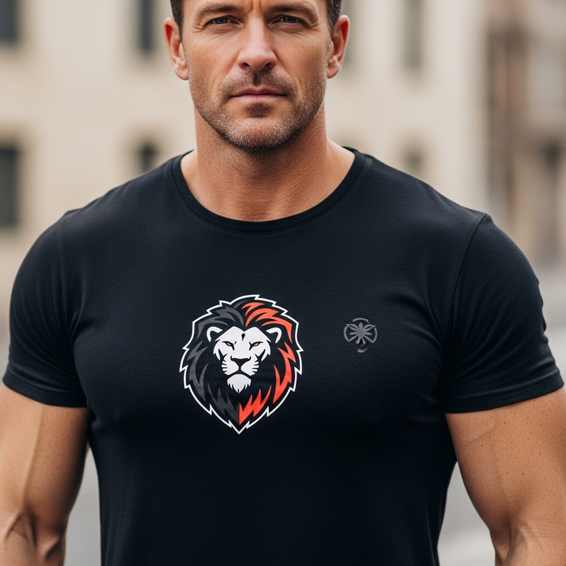 Men's Sporty T-Shirt with Lion Design