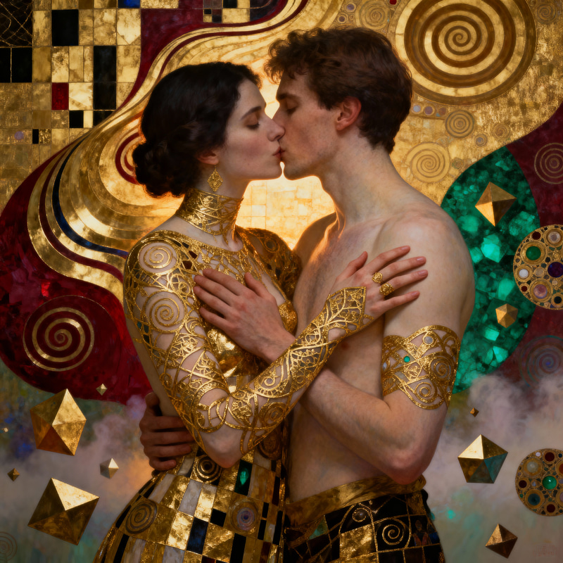 Kiss by Klimt in Superrealism Style