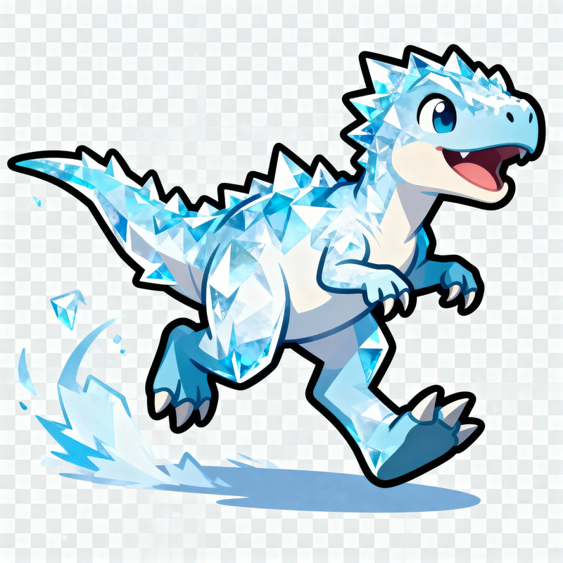 Ice-Type Dino Sprite Running | Transparent Background Ice-Type Dino Sprite Running | Transparent Background