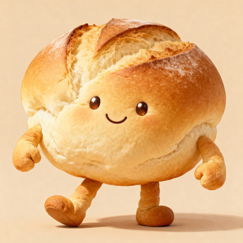 Happy Bread Dough Mascot: Fun and Friendly Design Happy Bread Dough Mascot: Fun and Friendly Design