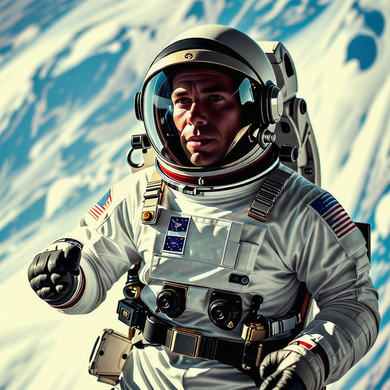 Men Astronaut T-shirt in Outerspace Oil Painting Men Astronaut T-shirt in Outerspace Oil Painting