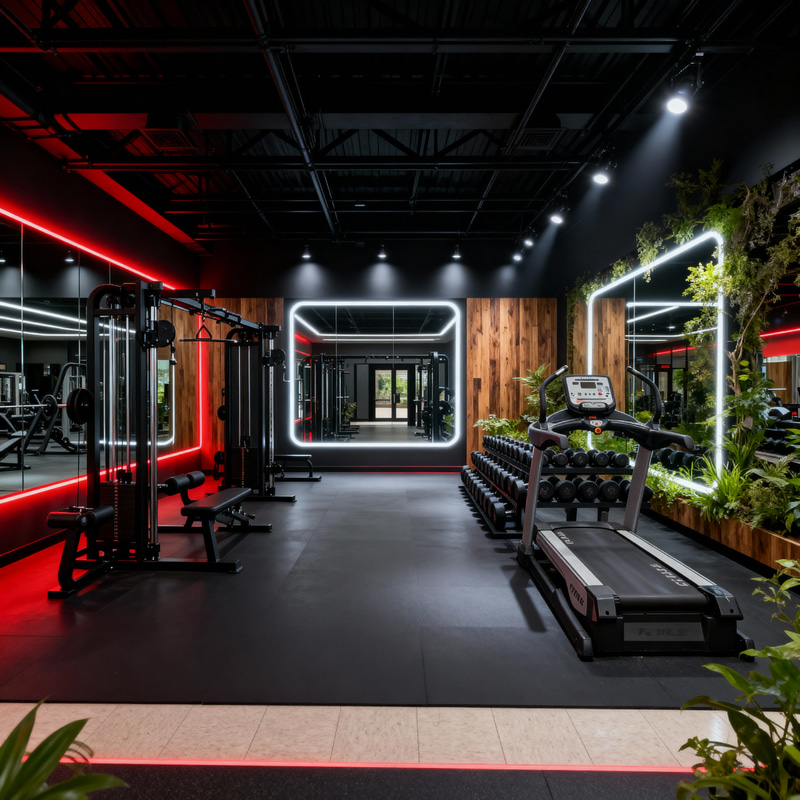 Modern Gym Design with Exposed Ceilings