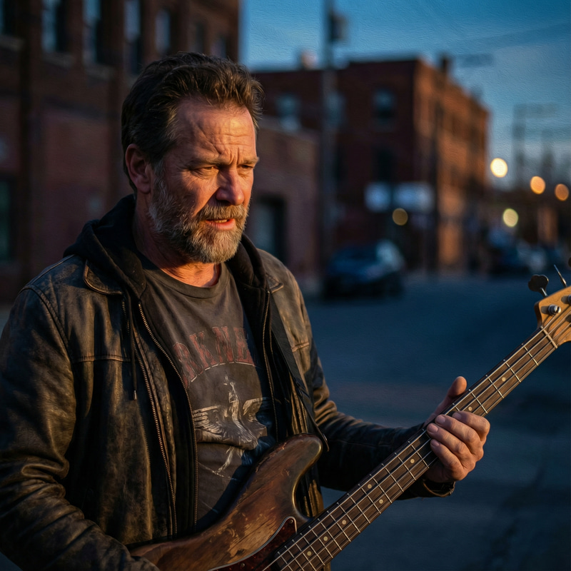 Hyper-Realistic Portrait of Musician with Bass Guitar