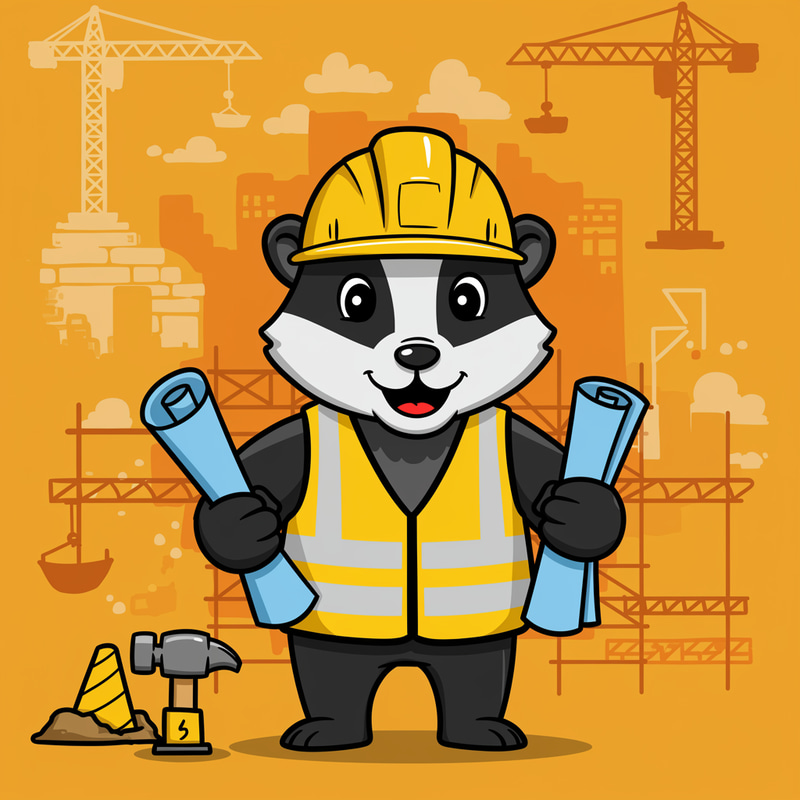 Fun Construction Mascot for Blog Brand