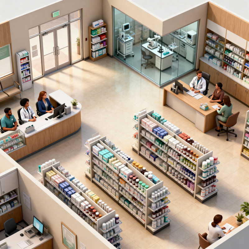 3D Pharmacy Blueprint: Design & Layout 3D Pharmacy Blueprint: Design & Layout