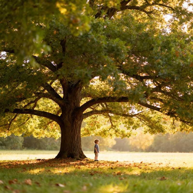 Child Under a Big Summer Tree