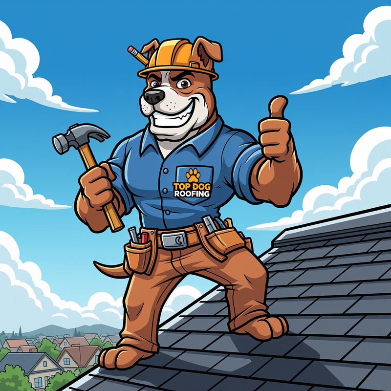 Cartoon Dog Mascot for Roofing Company Cartoon Dog Mascot for Roofing Company