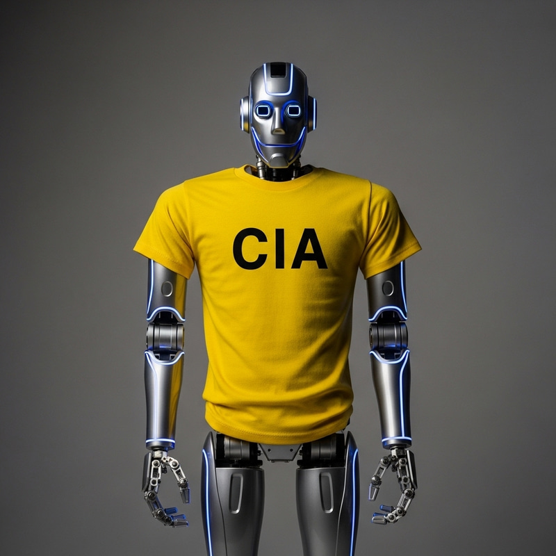 Robot in Yellow CIA T-Shirt