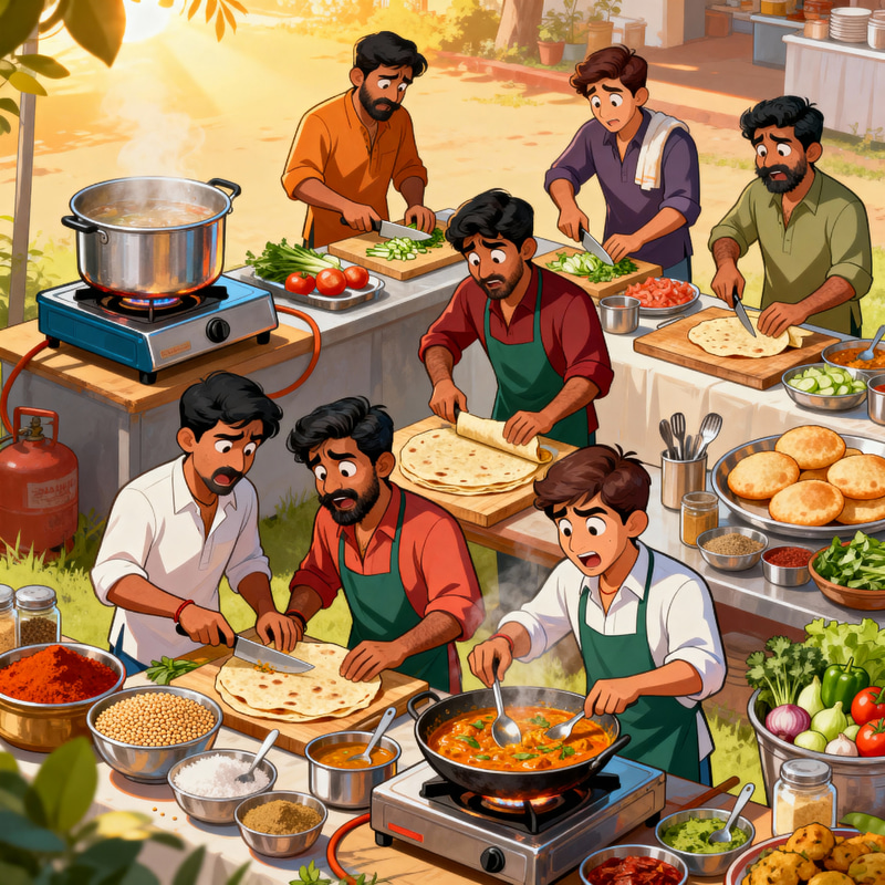 Hilarious Indian Outdoor Catering Scene Hilarious Indian Outdoor Catering Scene