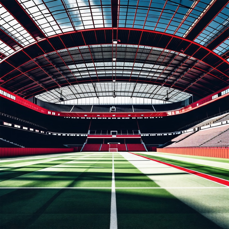 Modern Soccer Stadium in Black and Red Colors Modern Soccer Stadium in Black and Red Colors
