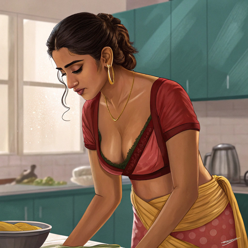 Sexy Kerala Housewife Cooking in Stylish Blouse Sexy Kerala Housewife Cooking in Stylish Blouse