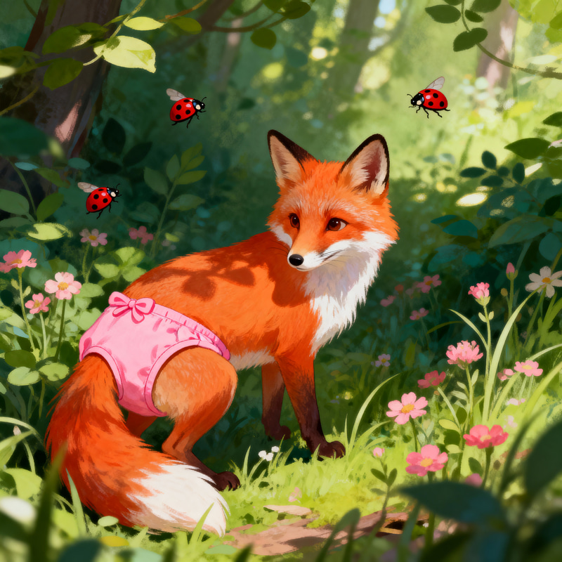 Playful Fox in Enchanted Forest - Whimsical Art Playful Fox in Enchanted Forest - Whimsical Art