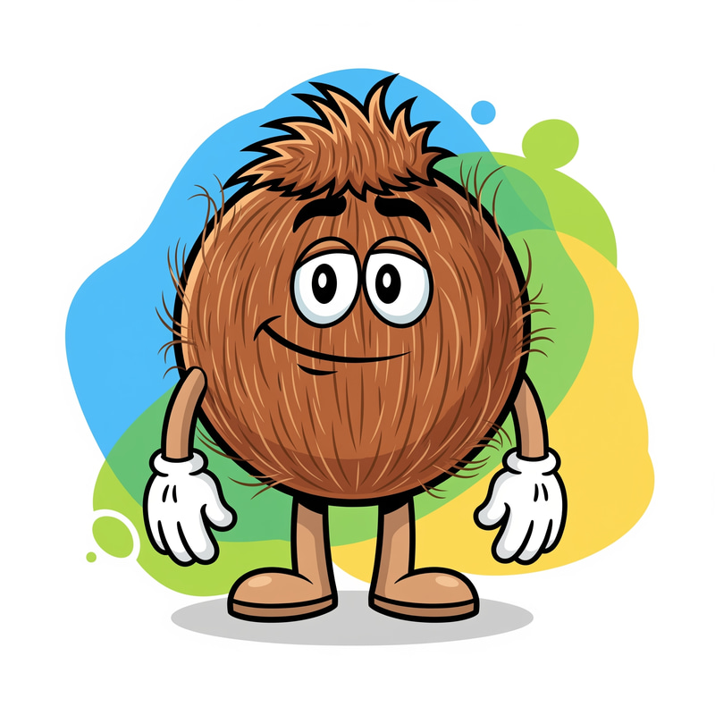 Cheeky Coconut Character: Fun and Friendly Design Cheeky Coconut Character: Fun and Friendly Design