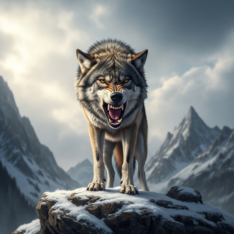 Angry Wolf Picture - Fiery Image of a Fierce Wolf