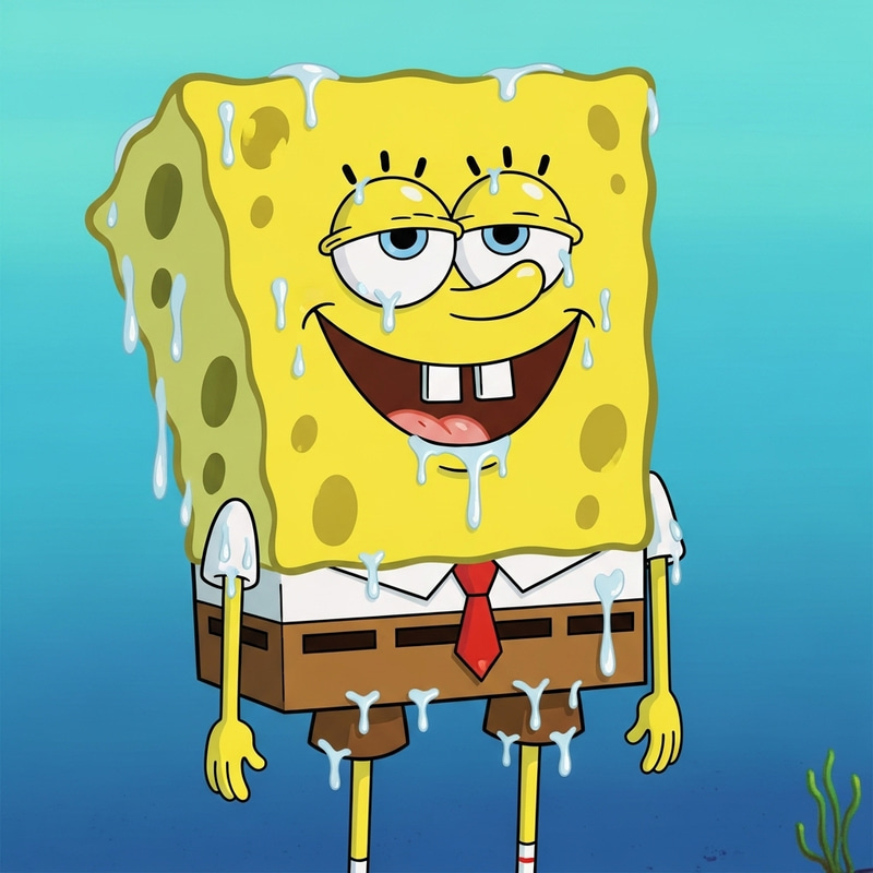 Melting Spongebob Character Art - Fun Underwater Scene