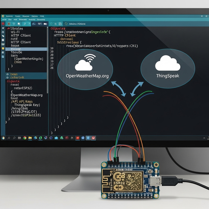 ESP32 HTTP GET with Arduino IDE for OpenWeatherMap & ThingSpeak