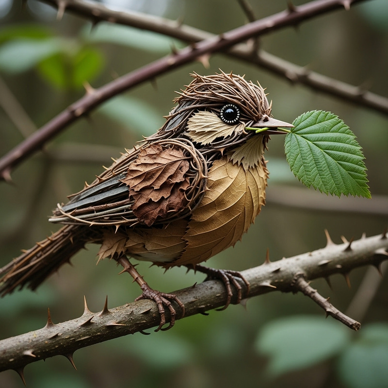 Green Leaf Bird in Zarzal - Nature Photo Green Leaf Bird in Zarzal - Nature Photo
