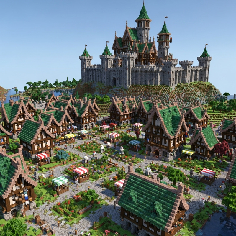 Medieval Minecraft Village & Castle: Historic Grandeur & Modern Aesthetics Medieval Minecraft Village & Castle: Historic Grandeur & Modern Aesthetics