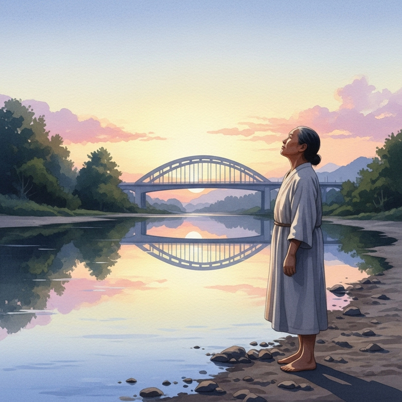 Tranquil River Baptism Reflection | Watercolor Painting