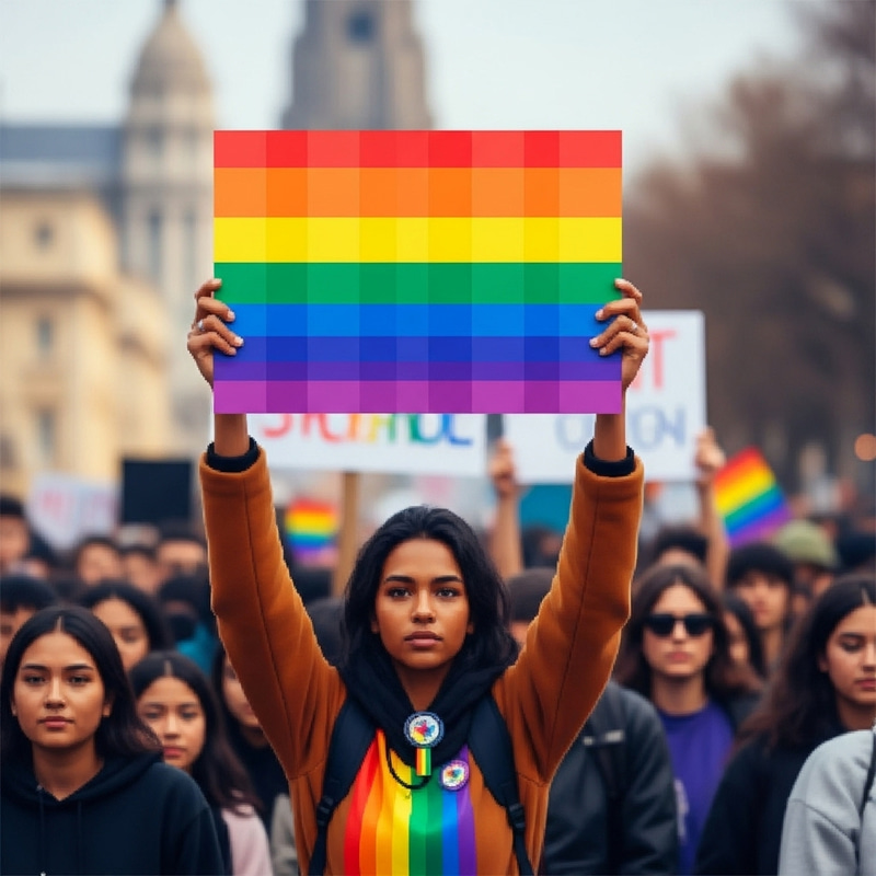 Vibrant Pixelated Protest Sign Art Vibrant Pixelated Protest Sign Art